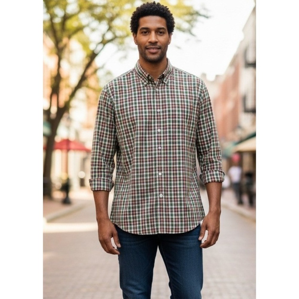 Orvis Button Down Shirt Men's Size L Plaid Long Sleeve 100% Cotton Casual Preppy